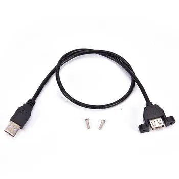 

USB 2.0 A Male To A Female Panel Mount Mounting Screw Lock Extension Cable USB Chassis Extension Cable 60cm