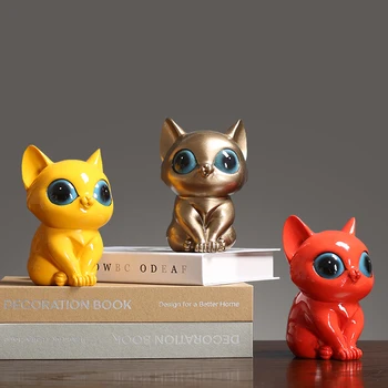 

Creativ Nordic Style Resin Cat Sculpture Abstract Statue Home Decoration Accessories Craft Figurine Kids Room Decor