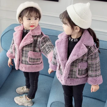 

Winter Girls Short Jacket Thick Warm Plaid Coats Fashion Girls Outerwear Children 2019 New Kids Coats Child Clothing
