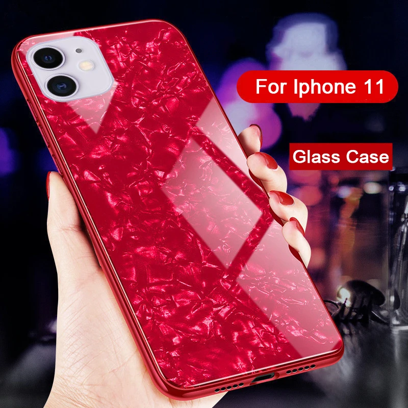  Marmor Gehärtetem Glas fall auf die für Apple iphone 11 iphone 11 A2221 A2111 A2223 Weiche TPU Rand