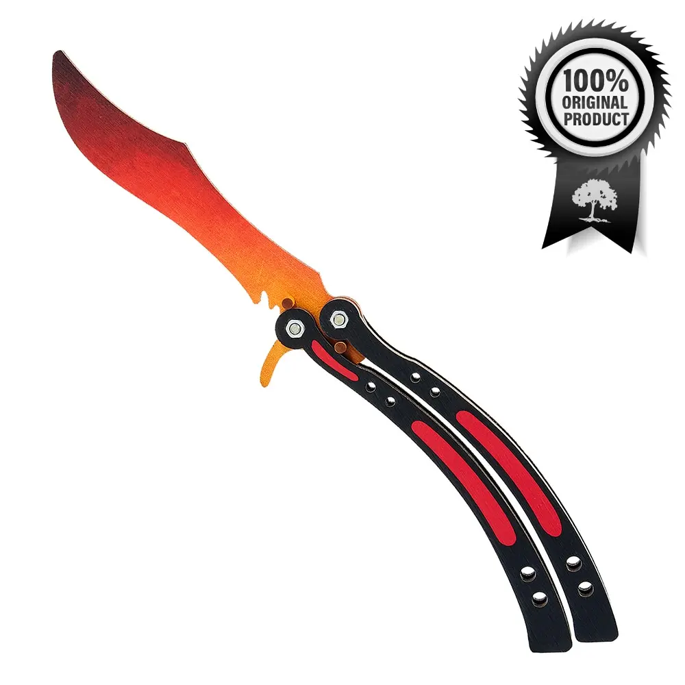 Wooden Knife butterfly Counter-Strike 1.6 vozwooden gradient /cs go Wood Toy wood weapon / Gift for boy (Rubber cartridges)/ CS GO Plaything gun