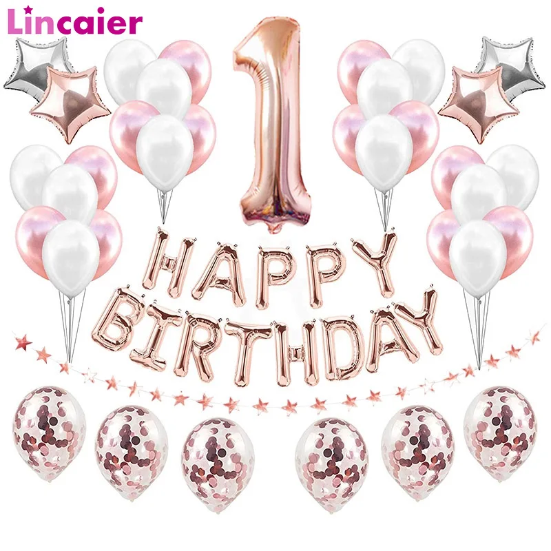 First Balloons Set Happy Birthday Party Decorations My 1st Kids Baby Boy Girl I AM ONE 1 Year Old Supplies | Дом и сад