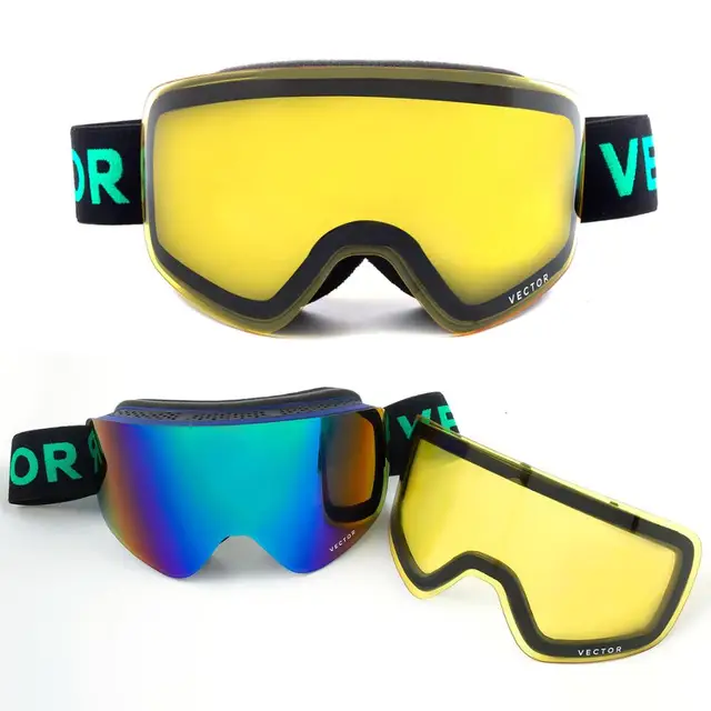 US $31.59 VECTOR Brand Ski Goggles Double Lens UV400 Anti-fog Women Men Snowboard Skiing Glasses Snow Eyewear