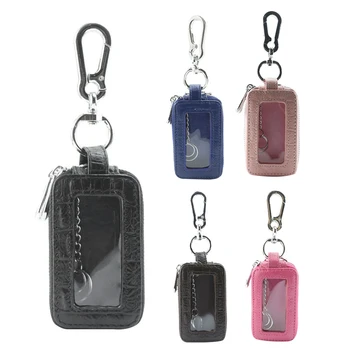 

Car Keychain Wallet Leather Zipper Bag Butler Keychain Box Double Zipper with Window