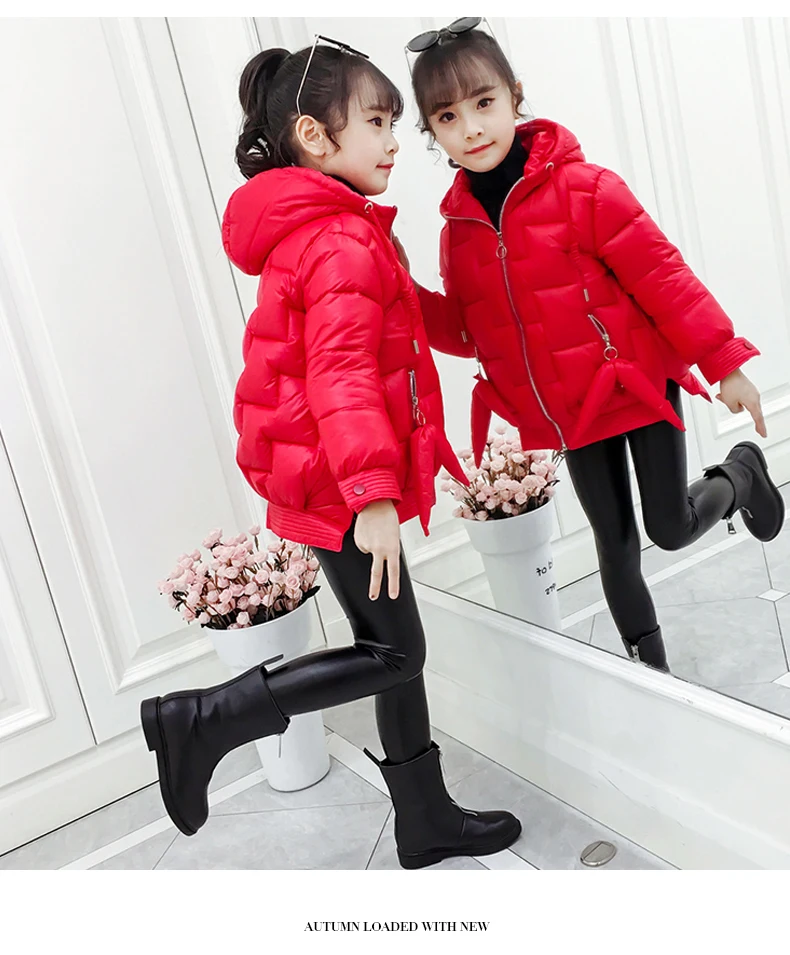 Новинка года, зимняя куртка для девочек модная Корейская куртка для девочек, детская теплая верхняя одежда с капюшоном осеннее пальто Одежда для детей возрастом от 10 до 12 лет