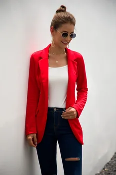 

Long-sleeved Casual Small Suit Jacket Women Coats and Jackets Turn-down Collar Open Stitch Office Lady Womens Jacket