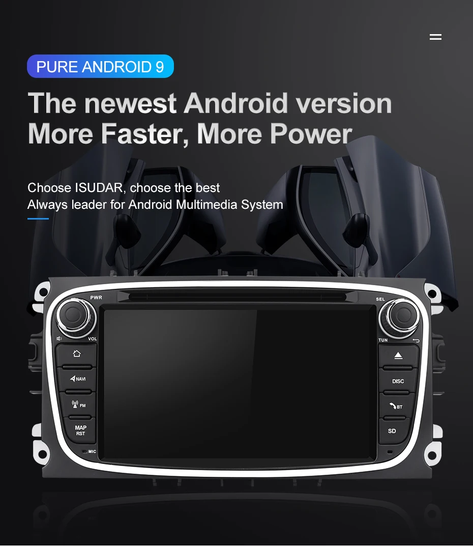 Isudar Восьмиядерный автомобильный мультимедийный плеер gps Android 9 2 Din для FORD/Focus/S-MAX/Mondeo/C-MAX/Galaxy камера заднего вида USB DVR DSP