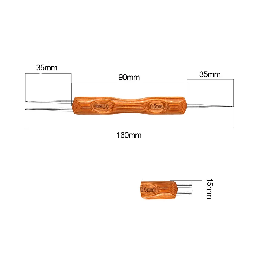 Dreadlock Needle 1-2 Hook 1-3Hooks Style 0.5Mm 0.75Mm Natural Bamboo For Braid Hair Extensions Tool 1Pcs/Lot