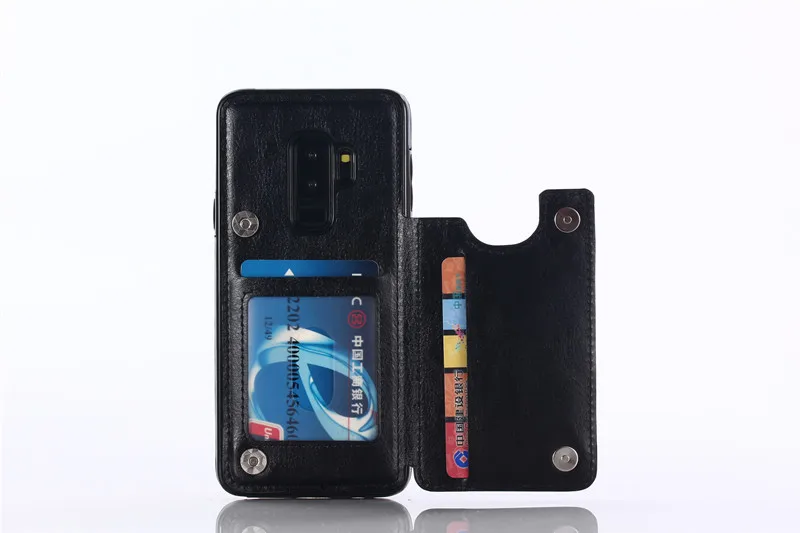 black Двухкнопочный Флип-кошелек для samsung Galaxy S7 S7 Edge S8 S8 Plus S9 S9 Plus S10 S10 Plus Note8 9 кронштейн чехол из ТПУ - Цвет: black