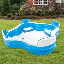 Hot Large Inflatable Swimming Pool PVC Family Lounge Paddling Pool With 4pc Back Seat Outdoor Summer Water Game Swimming Pool
