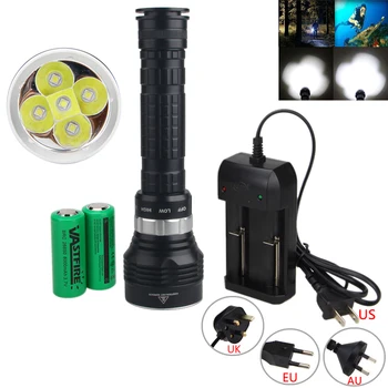 

Waterproof Dive Flashlight 5x XM-L T6 LED Scuba Diving Lamp Light Deep Underwater 150 Meter Bright Torch+Battery+Charger