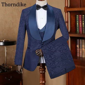 

Thorndike Men Suits For Wedding Male Blazer Men Suit Pants Men's Waistcoat Shawl Lapel Jaquard Groom Tuxedos Party Prom Suits