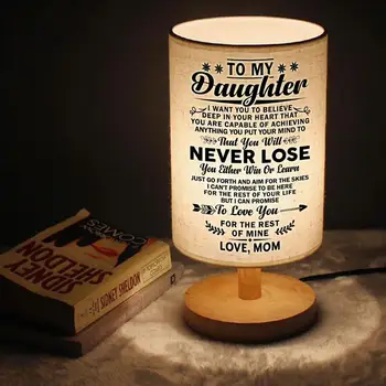 

"Mom To My daughter Wood LED Lights Decoration Table Lamp Living Room Learning Table Lamps For Bedroom Home Deco Bedside Bed Lam