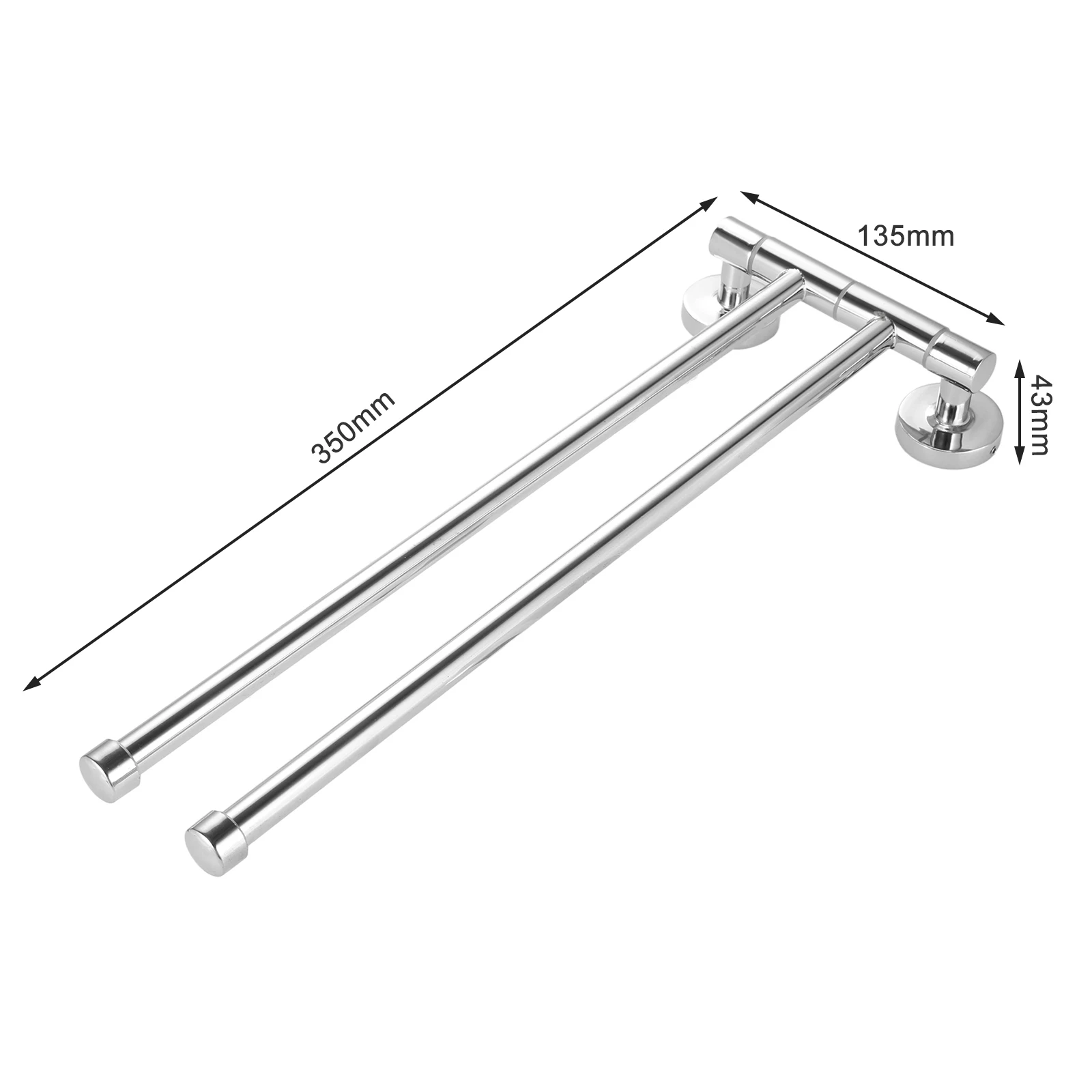 35CM Silver Stainless Steel Wall Mounted Swing Towel Bar Bath Towel Rod Arm Bathroom/Kitchen Hanger Holder Organizer 2 Bar