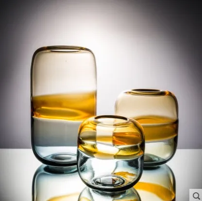 

Colored glass vases Color matching round closed bottle Water-rich rich bamboo decorative utensils living room home accessories