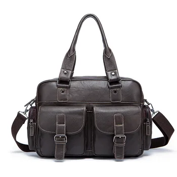 

Men Leather Bag Crossbody Handbag Travel Suitcase Messenger Shoulder Tote Back Hand bag Large Casual Business Laptop Pocket