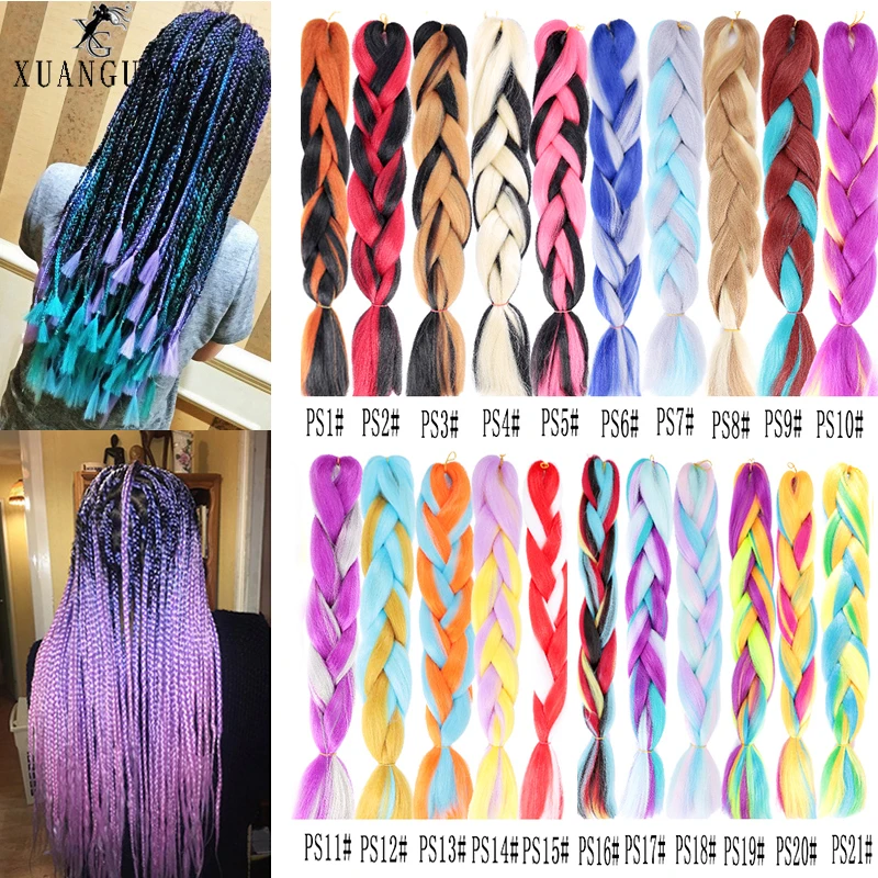 XUANGUANG Gradient color super braid synthetic hair crochet heat-resistant extension huge wig |