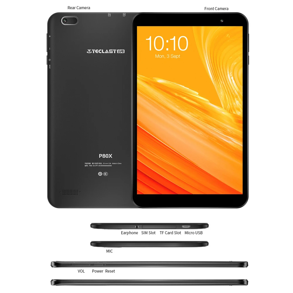 Планшет Teclast P80X, 4G, Android 9,0, нетбук, фаблет, планшеты, 8 дюймов, 1280x800, SC9863A, четыре ядра, 2 Гб ram, 32 ГБ rom, gps, двойная камера