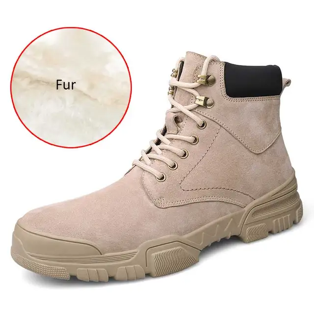 Claxneo Man Boots High Top Casual Shoes Male Suede Leather Desert