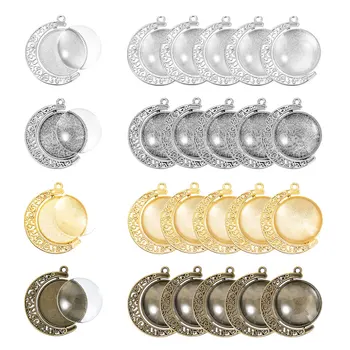 

60pcs Colors Pendant Trays Round Bezel Set With Glass Cabochon Dome For Photo Craft DIY Jewelry Making Pendent Accessories