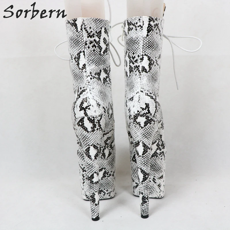 Sorbern Python Stripper Pole Dance Boots Ankle High Platform Shoes 20Cm Extreme High Heel Custom Colors Platform Boots Women