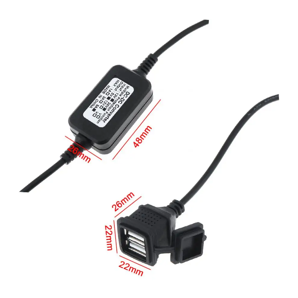 12/24V Универсальный двойной USB мотоцикл Зарядное устройство Водонепроницаемый мобильного телефона Зарядное устройство для автомобиля на колесах