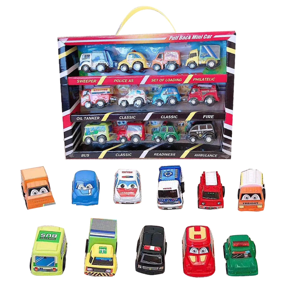 12Pcs Mini Car Pull Back Toys Kids Simulation Model Vehicles Racing Gift for Children Diecast Vehicle Kid | Игрушки и хобби