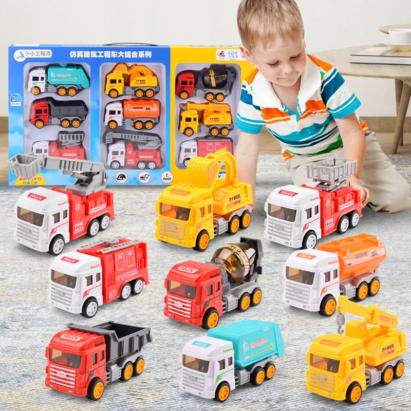 

Toy Car Warrior Inertia Engineering Vehicle Set Children Stir Dig Bulldozing diao ji che Car Model