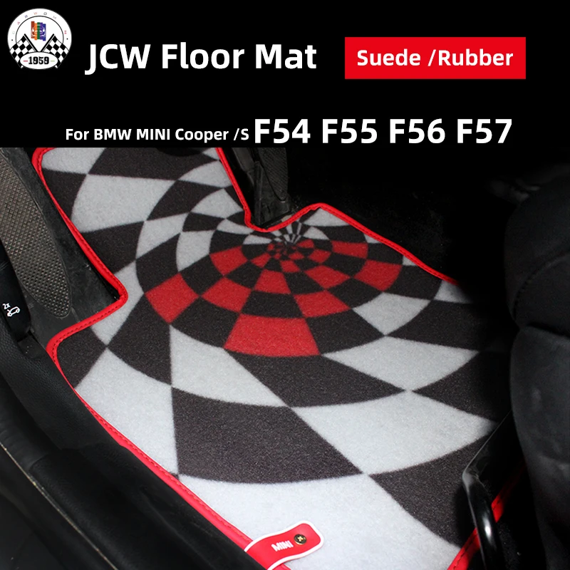 High Quality Rubber Material Floor Mat Red Checkered Jcw Style Clubman Mini  Cooper Cooper F56 F54 F55 F57 (4pcs/set) - Floor Mats - AliExpress