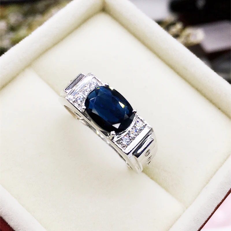 Мужское кольцо, натуральный настоящий сапфир или опал, кольца,, серебро 925 пробы, 1ct, драгоценный камень, хорошее ювелирное изделие R91275