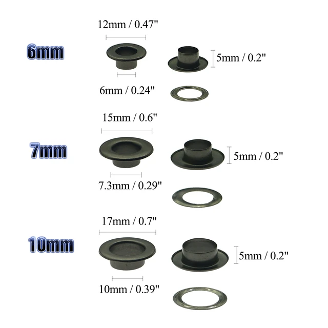 6mm/7mm/10(internal) Garment eyelet flat 4-color eyelets of high