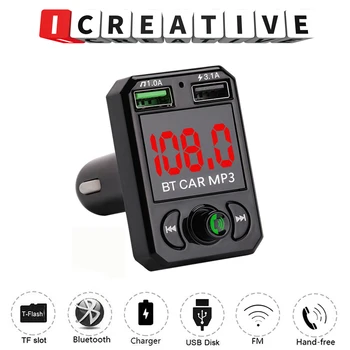 

A6 Bluetooth FM Transmitter Large Screen Display Dual USB 3.1A Fast Charging TF/U Disk Car Mp3 Player Handsfree Kit In-car