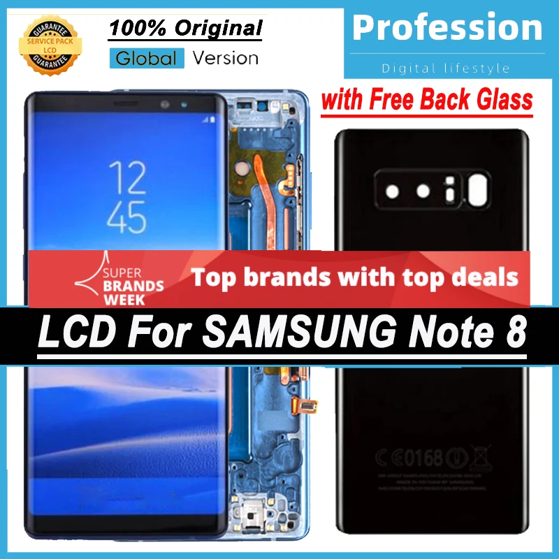 100% Оригинальный 6 3 ''дисплей с рамкой для Samsung Galaxy Note 8 N9500 N9500F ЖК сенсорный