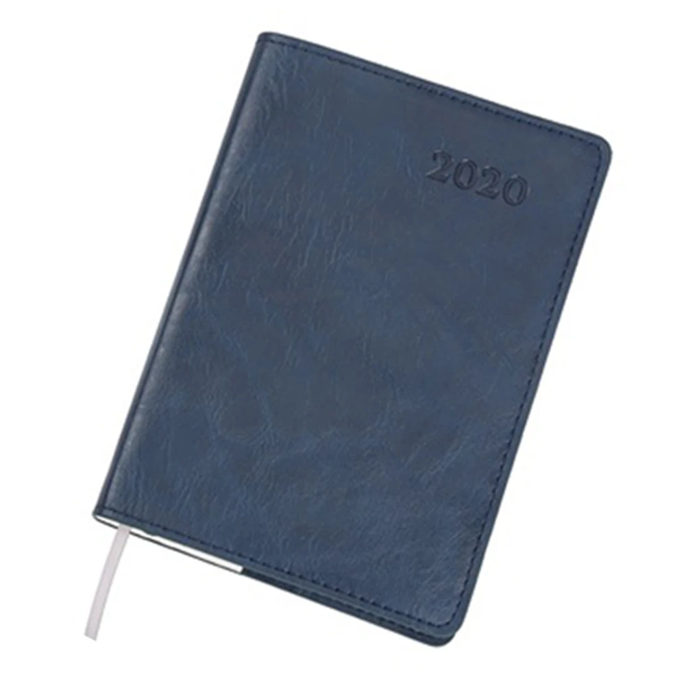 Year Diary Gifts Office Notebook A6 Paper PU Leather Weekly School Schedule Planner Four Languages Version Stationary - Цвет: Синий