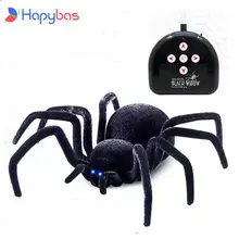 Télécommande électronique pour animaux de compagnie, Simulation de la brillance des yeux de tartula, araignée noire intelligente 4Ch Halloween RC, farce délicate, jouet effrayant, cadeau