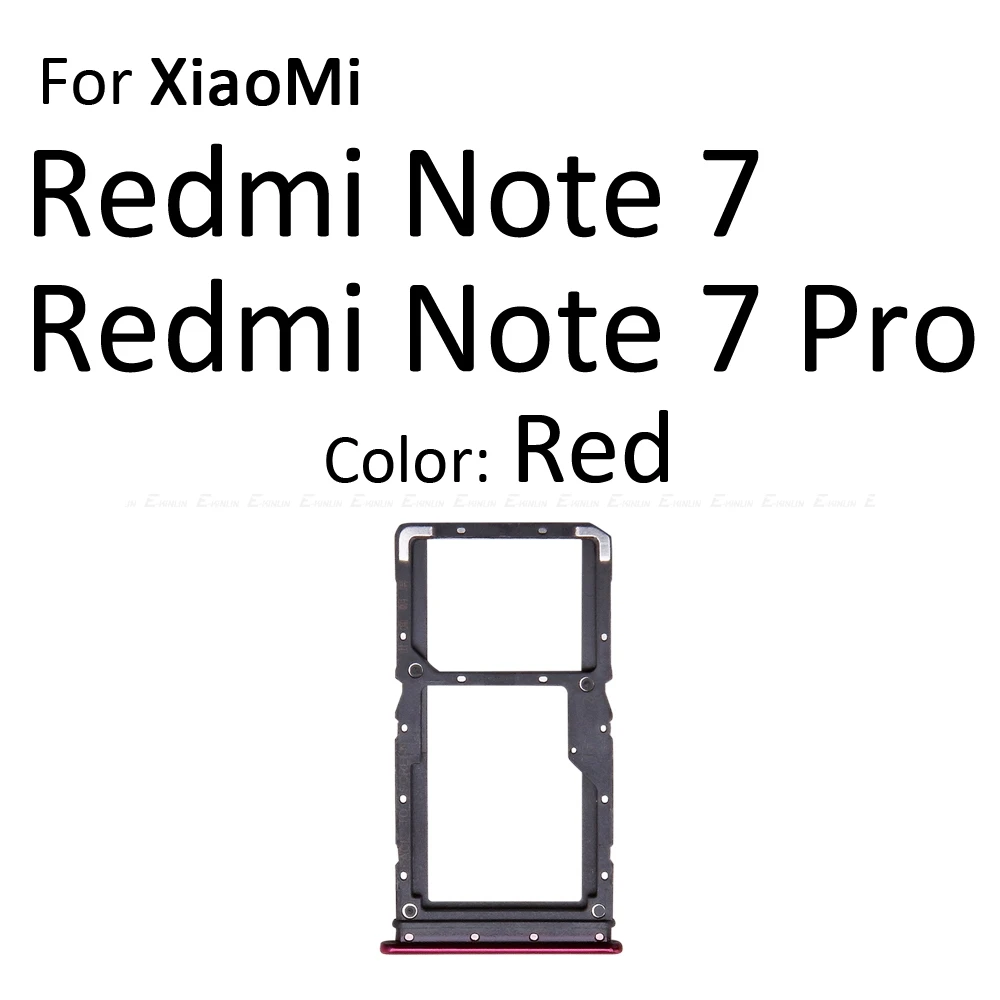 Micro SD/Sim карты лоток гнездо адаптер для XiaoMi Redmi 7 Note 7 Pro PocoPhone Poco F1 Разъем Держатель Слот ридер контейнер - Цвет: For Redmi Note 7 Red