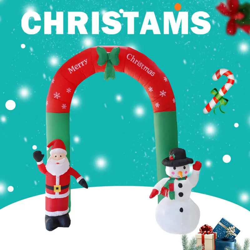 

Venue Arrangement Props LED Light Inflatable Arch Snowman Santa Claus Door Doll Gigantic Christmas Ornaments Interior/Outdoor