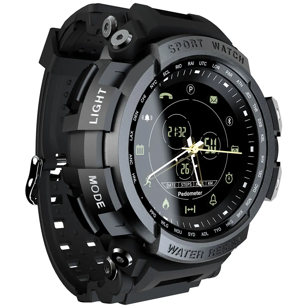 Black Умные часы LOKMAT MK28 с экраном 1,14 дюйма, Bluetooth 4,0, водонепроницаемые часы с шагомером, сигнализацией калорий, спортивные мужские умные часы - Цвет: Black