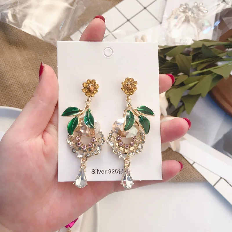 MENGJIQIAO корейские новые роскошные блестящие стразы Висячие серьги для женщин элегантные жемчужные хрустальные кисточки Длинные вечерние ювелирные изделия