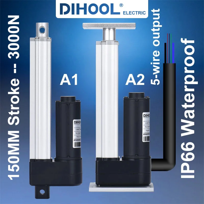 Dhla3000 150mm curso ip66 à prova dwaterproof água atuador linear kit com controle remoto dc24v elétrica móveis elevador 3000n