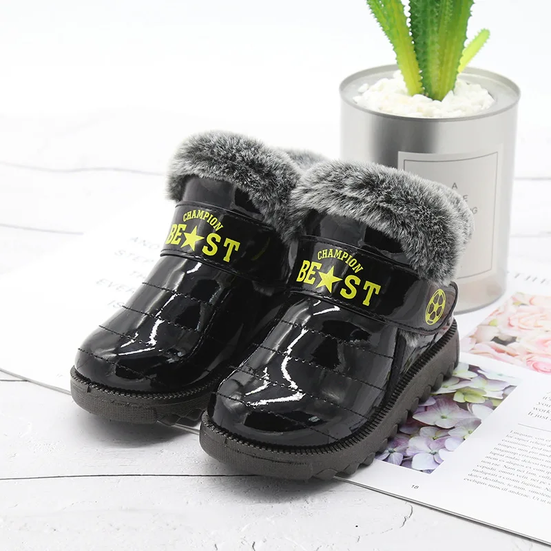 CYSINCOS/зимние ботинки для маленьких девочек и мальчиков; теплые уличные детские ботинки; водонепроницаемые Нескользящие Детские Плюшевые ботинки; хлопковая обувь для младенцев