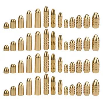 

52 Pcs Fishing Sinkers Brass Oval/Cylinder Thread Fishing Sinker With Storage Box Winter Freshwater Saltwater Fishing Accessory