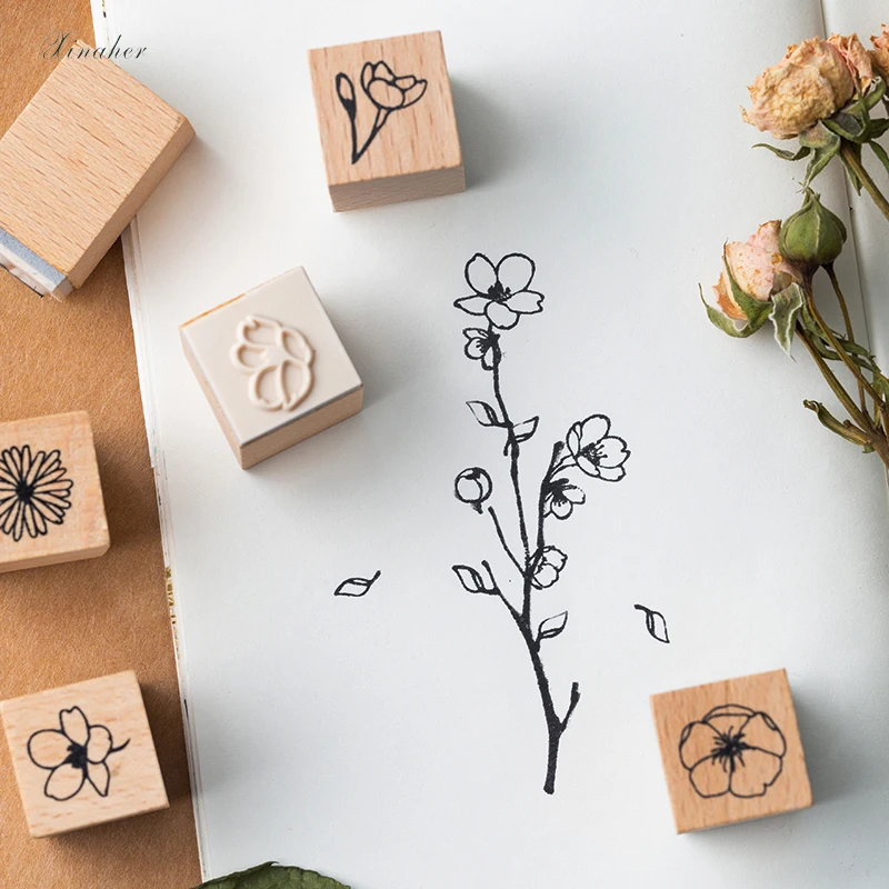 Винтажные Цветы ветка с листьями сочетание штамп DIY деревянные резиновые штампы для scrapbooking канцелярские принадлежности Скрапбукинг Стандартный штамп