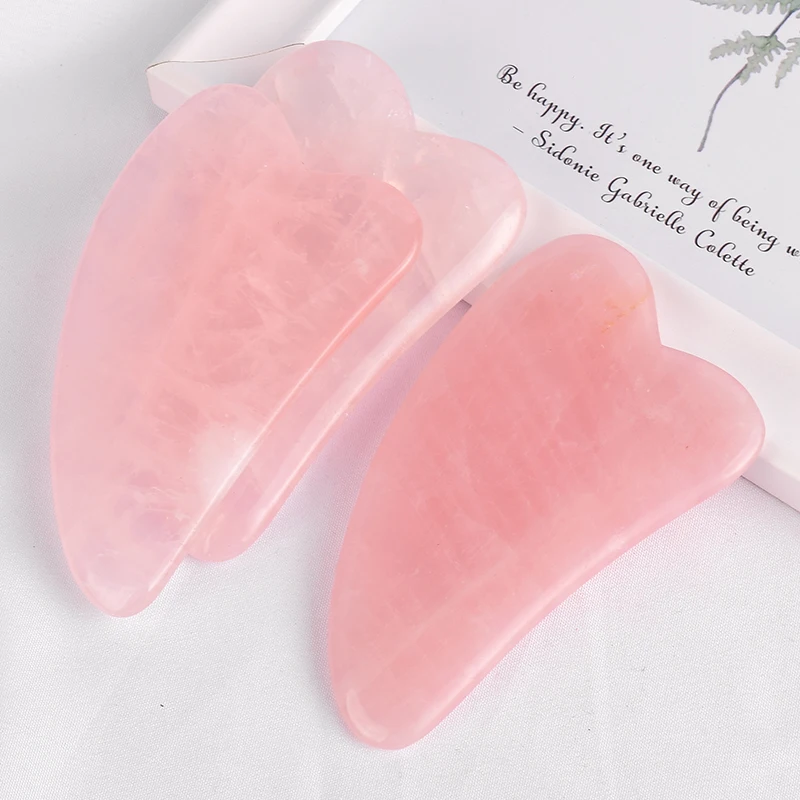 gua sha Натуральный нефритовый розовый кварц ролик для лифтинга лица массажный инструмент guasha против морщин для лифтинга лица скребок Кристалл Камень массажный набор - Цвет: gua sha