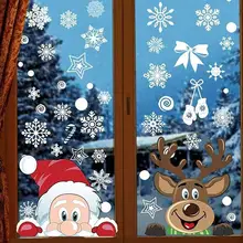 

80%HOTChristmas Glass Sticker Decorative Waterproof PVC White Snowflake Double Side Printed Window ClingS1 for Showcase