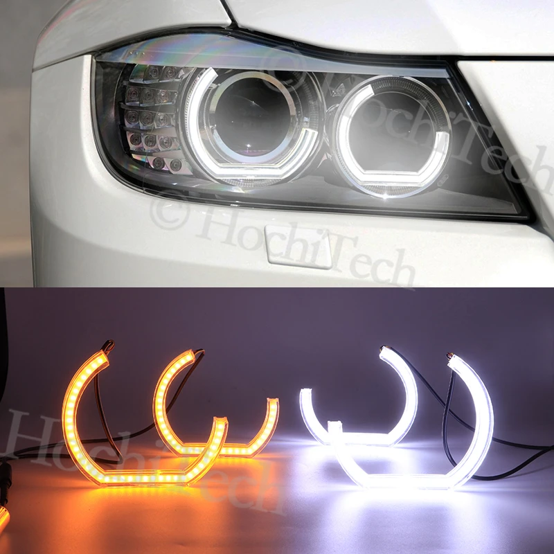 

LED Angel Eyes For BMW 3 Series E91 E90 LCI 2009-2012 Xenon headlights Car Lights Accessories Halo 3D DTM LCI Style Acrylic