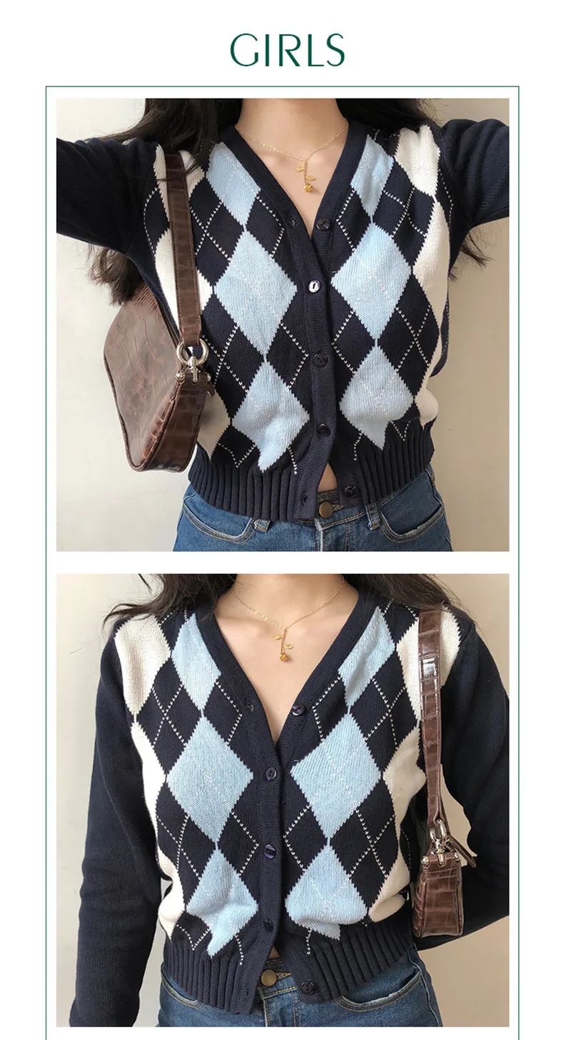 Argyle Long Sleeve Cardigan | Female Cardigans Argyle
