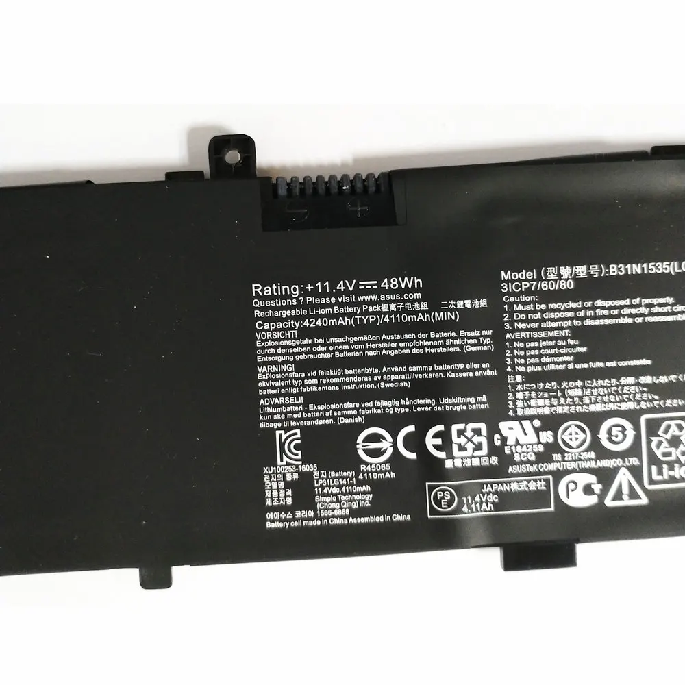 Bateria Genuína do Portátil B31n1535 para Asus Zenbook Ux310 Ux310ua Ux310uq Ux410 Ux410 Ux410uq U4000u U400uq Rx310u 11.4v 48wh - Imagem 4