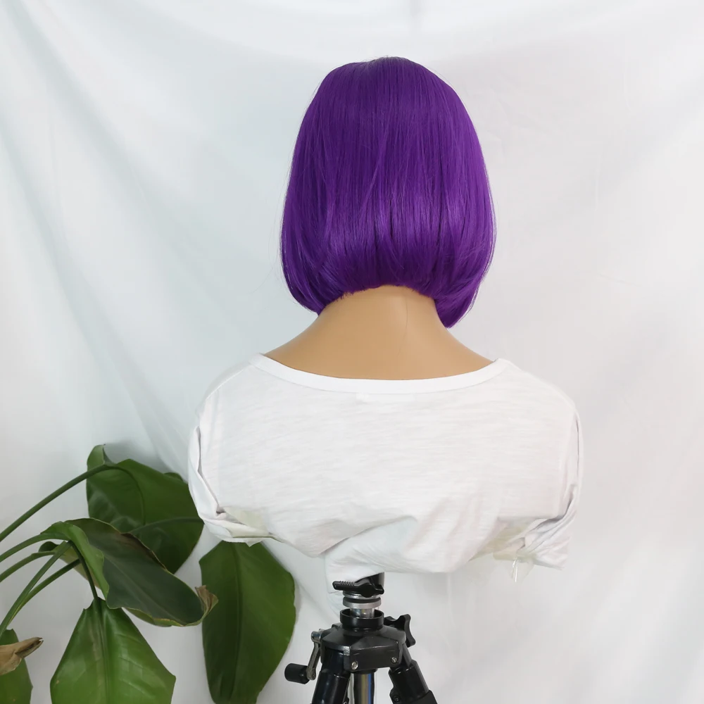 Synthetic  Bob Wig 8INCH Short Straight YELLOW/PURPLE COLOR  Synthetic Wigs For  Women Cosplay/Party Heat Resistant Fiber