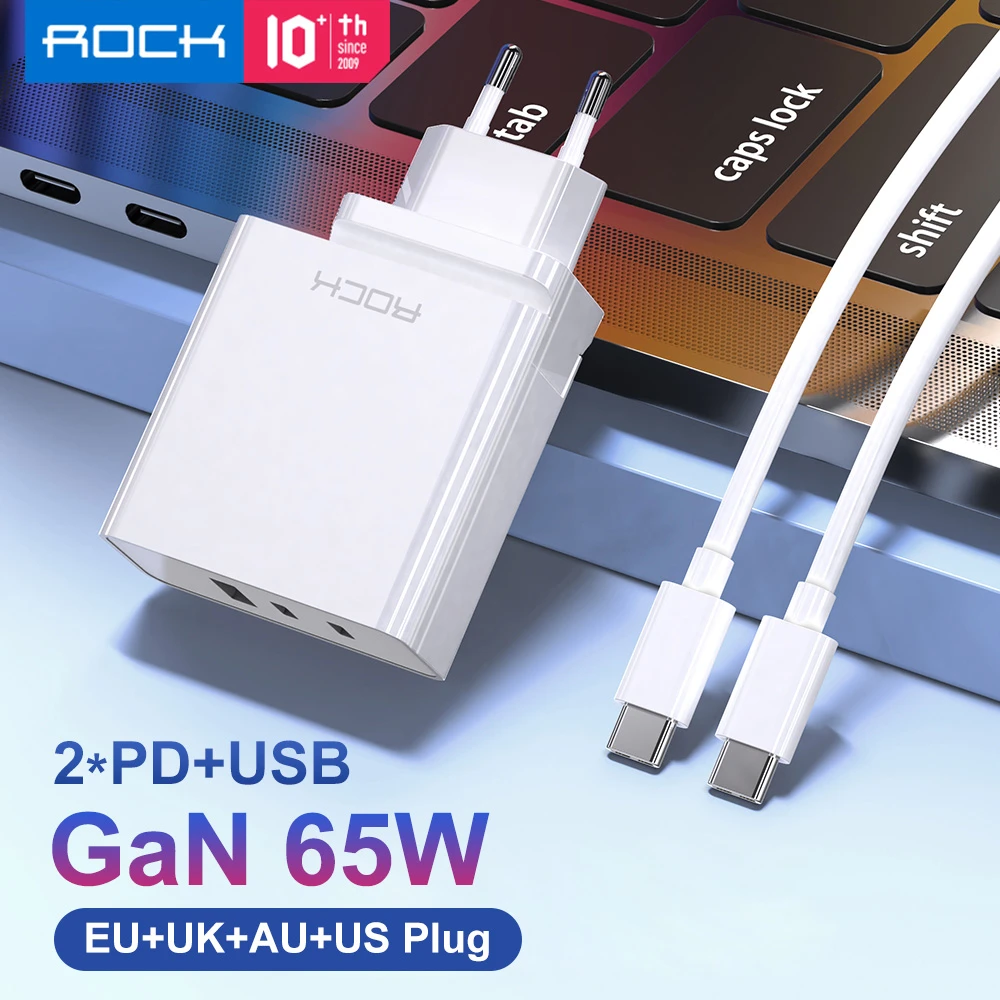 Rock 65w Gan Charger For Laptop Iphone 12 Mini 12 Pro Max Macbook Dell 3 Ports Usb Type C Qc 4 0 Fast Pd Wall Charger For Xiaomi Mobile Phone Chargers Aliexpress
